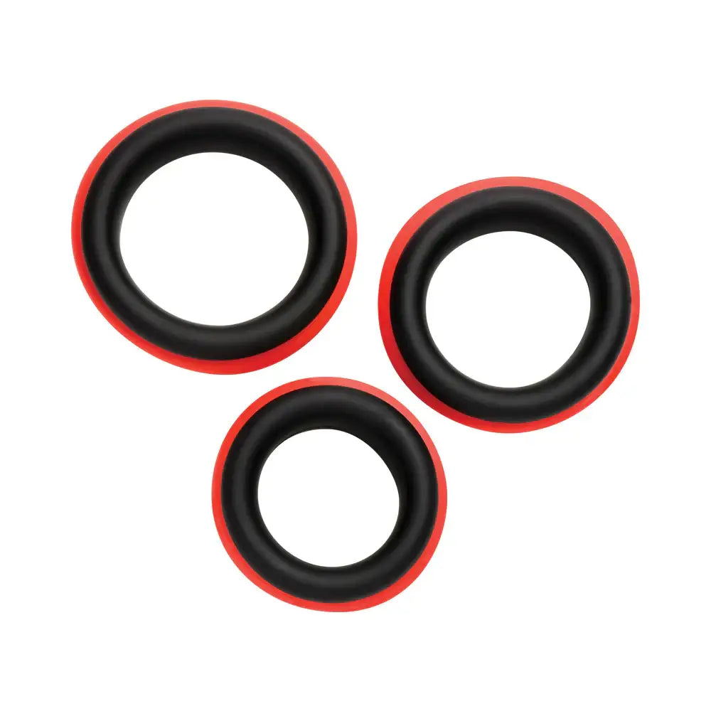 Curve Toys JOCK Enhancers - Premium Silicone C-Ring Set of 3 with Removable Inserts Multicolor