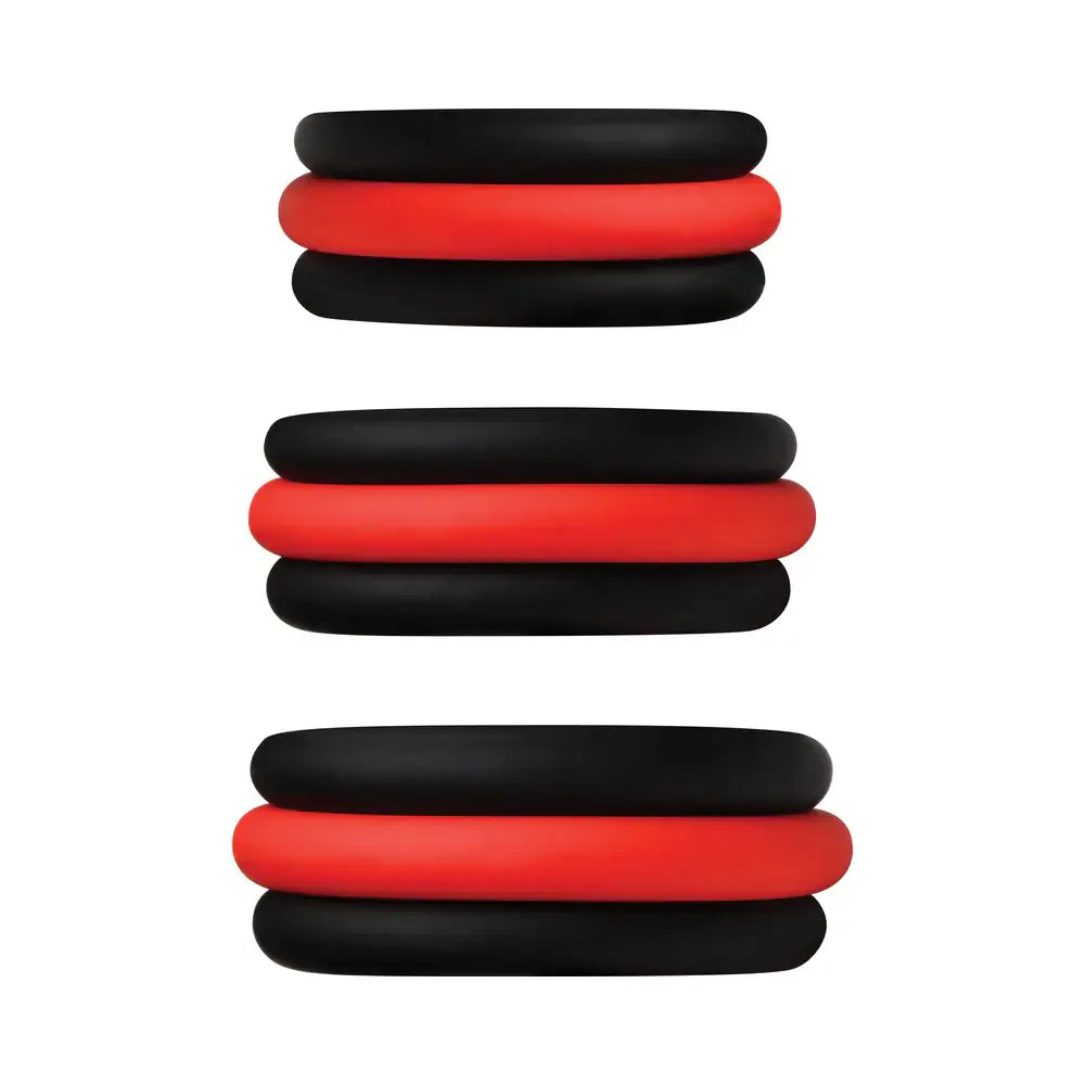 Curve Toys JOCK Enhancers - Premium Silicone C-Ring Set of 3 with Removable Inserts Multicolor