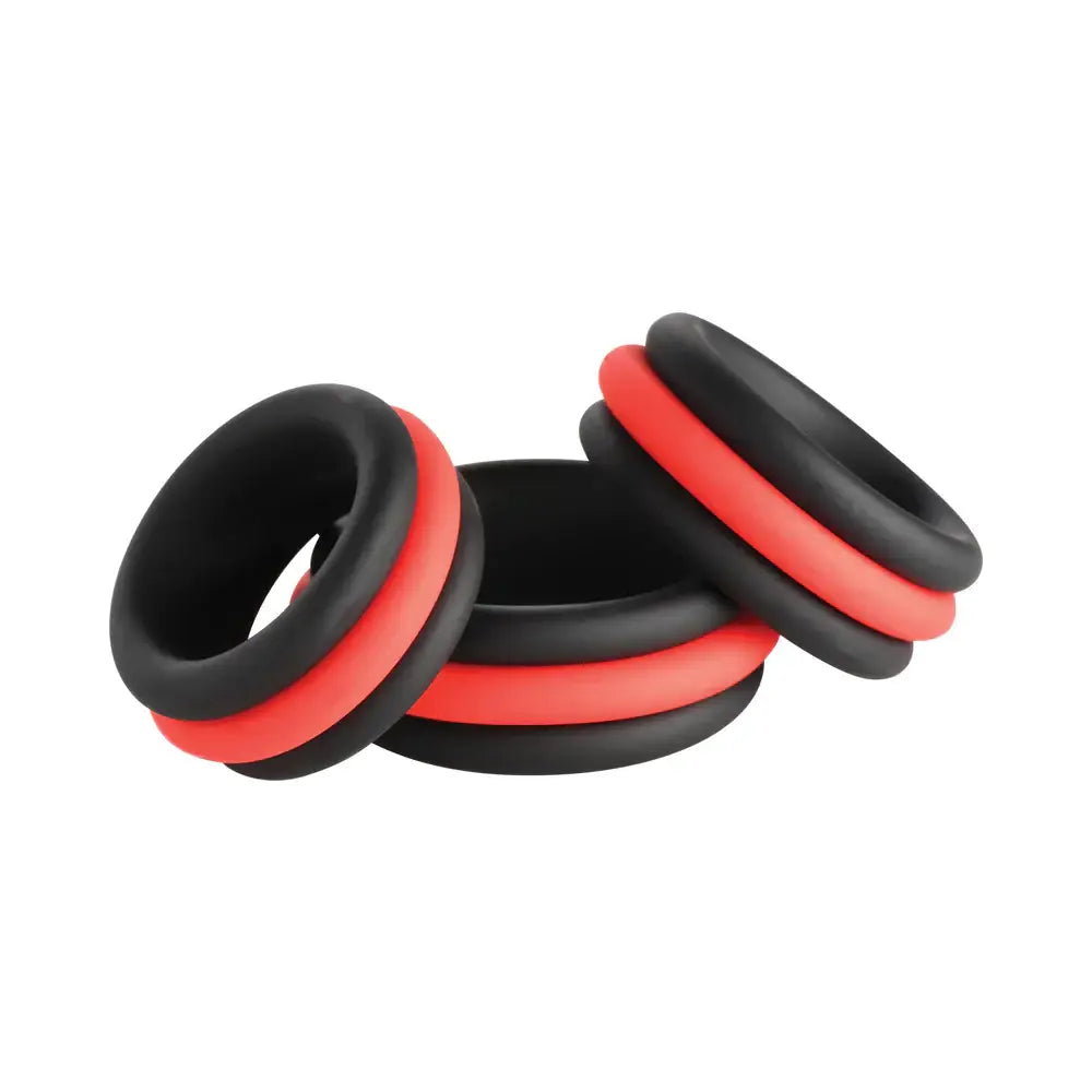 Curve Toys JOCK Enhancers - Premium Silicone C-Ring Set of 3 with Removable Inserts Multicolor