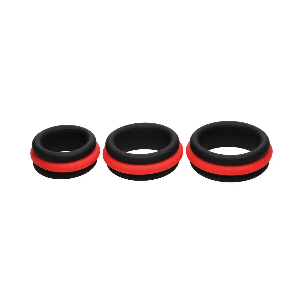 Curve Toys JOCK Enhancers - Premium Silicone C-Ring Set of 3 with Removable Inserts Multicolor