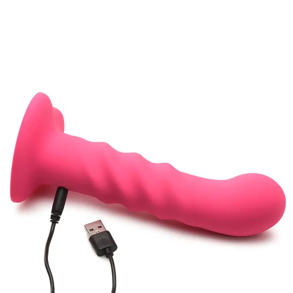 Simply Sweet Vibrating Ribbed Silicone Dildo with Remote - Rolik®