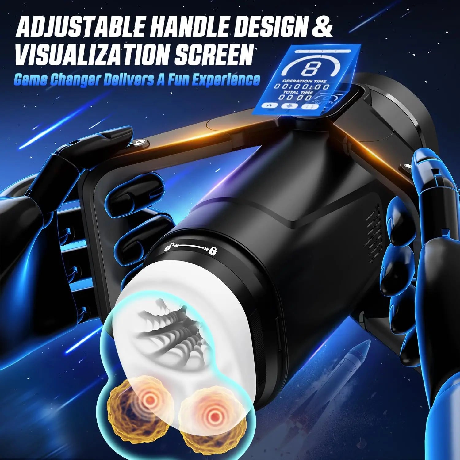 The Wing Thrusting & Vibrating Masturbator - Black