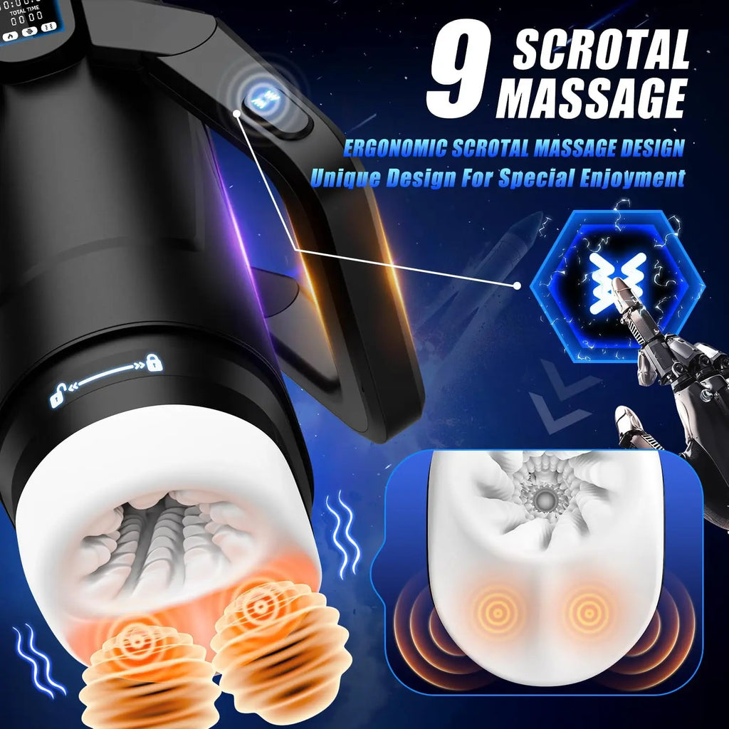 The Wing Thrusting & Vibrating Masturbator - Black