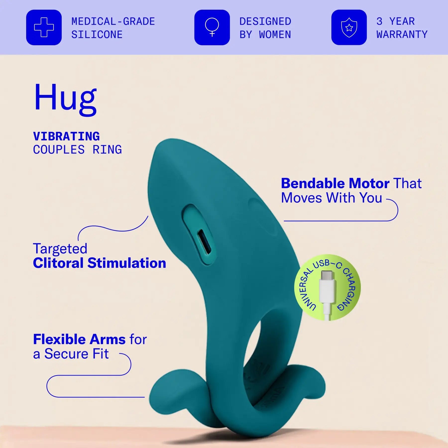 Dame Hug Vibrating Couples C-ring Rolik®