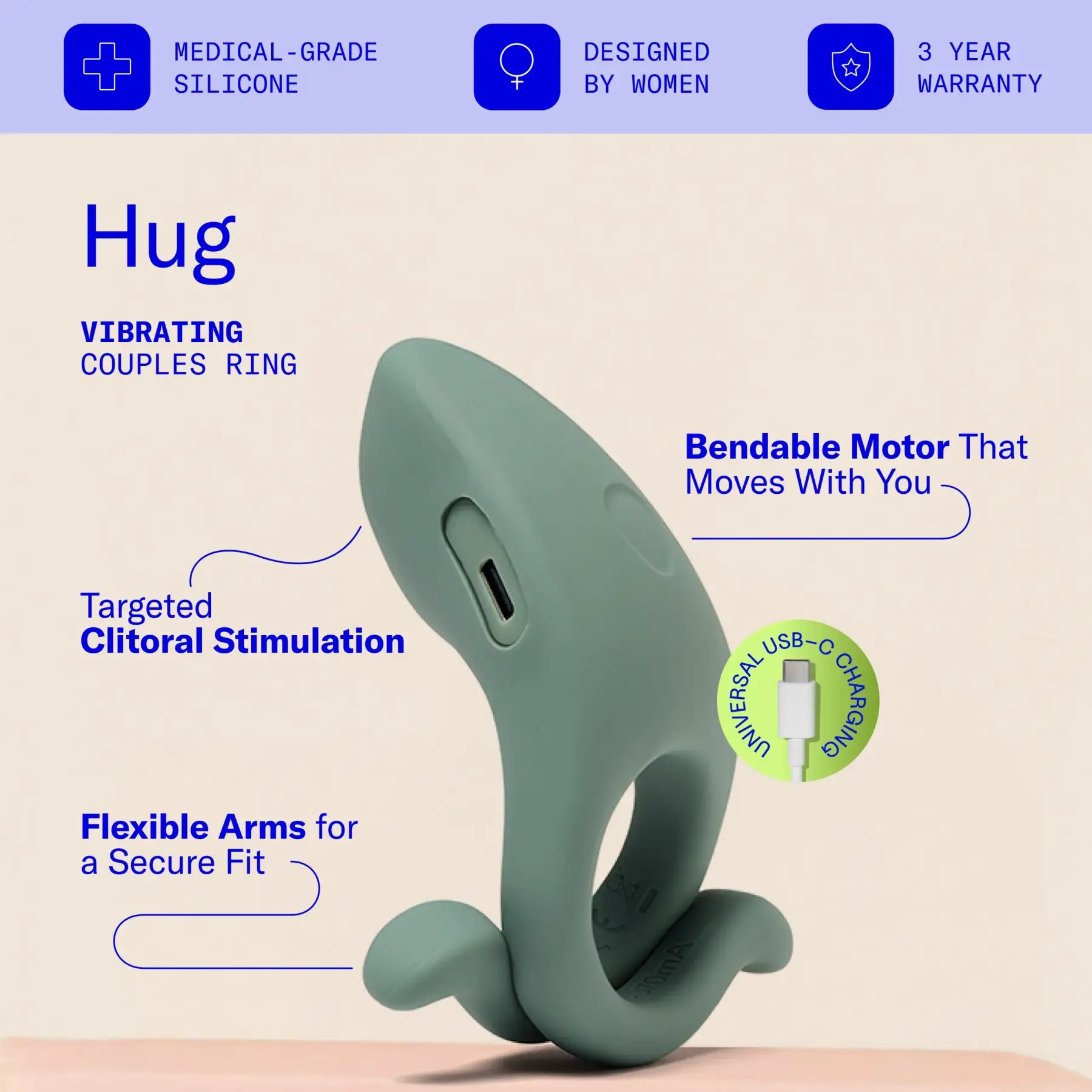 Dame Hug Vibrating Couples C-ring Rolik®
