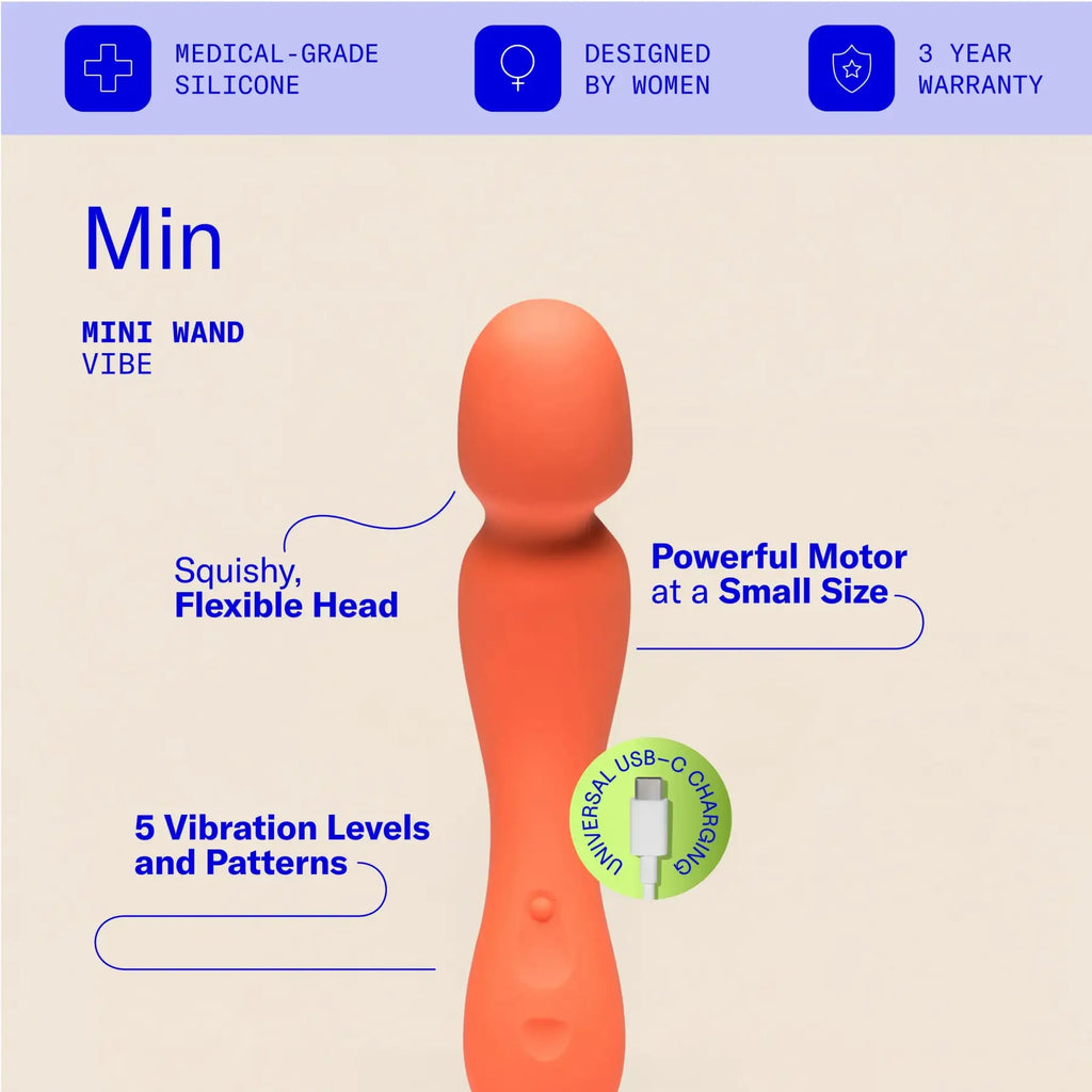 Dame Min Mini Wand Vibrator Papaya Orange Rolik®