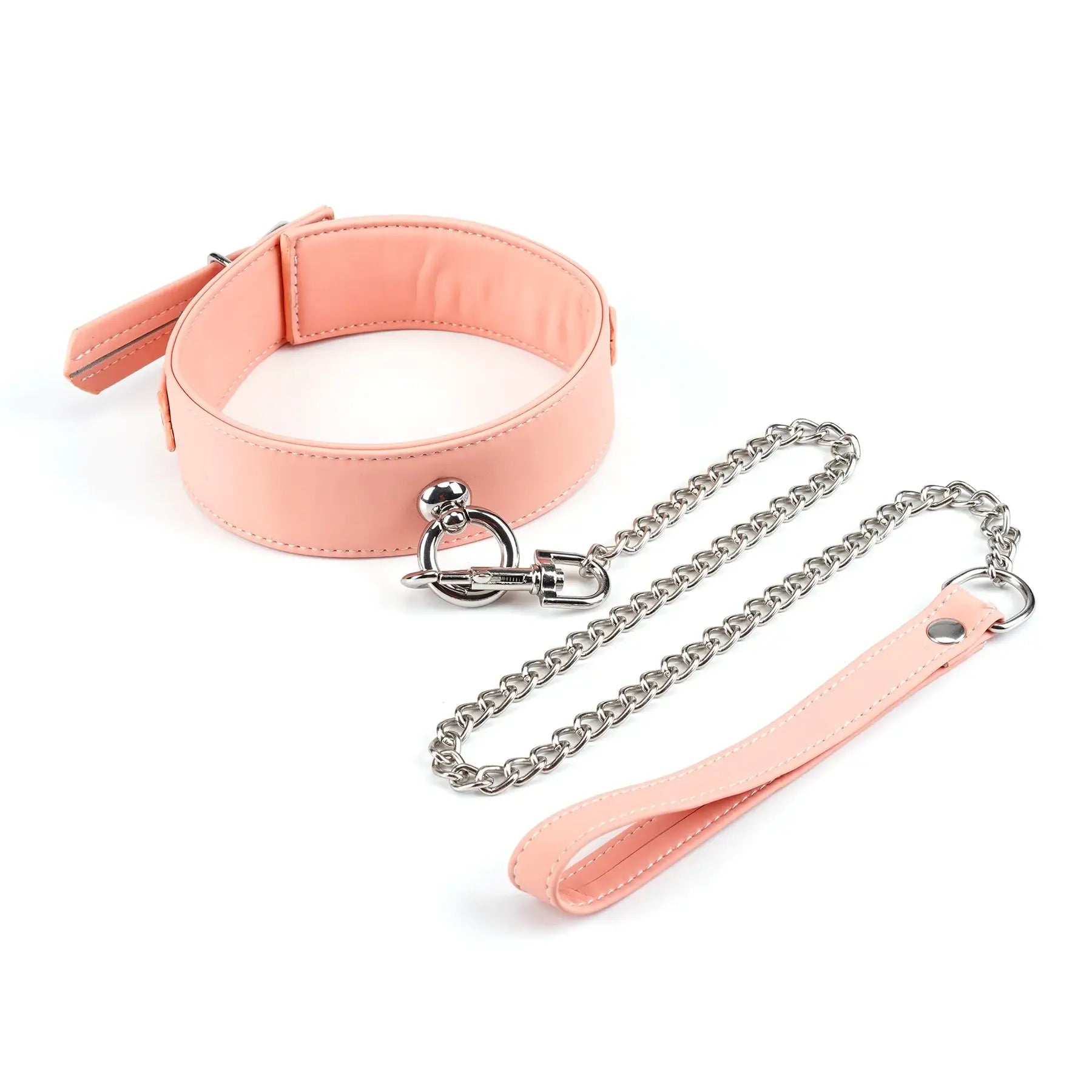 Pink Dark Candy Vegan Leather Collar with Leash