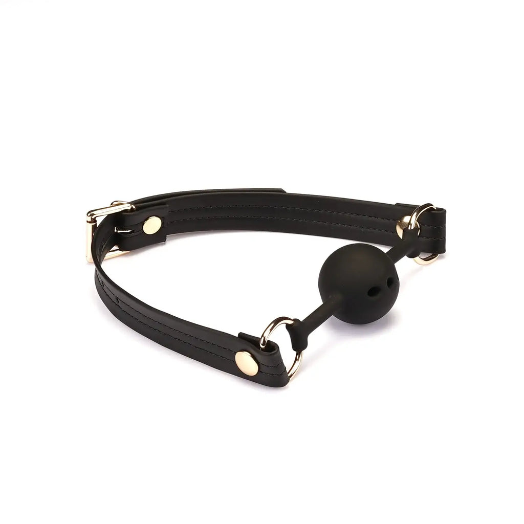 Black Dark Candy Vegan Leather & Silicone Ball Gag