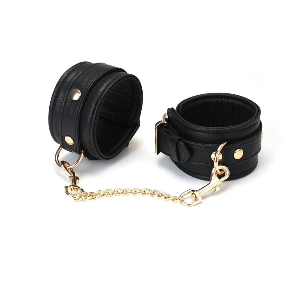 Dark Secret Collection Leather Ankle Cuffs - Black - Restraints