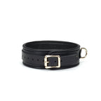 Dark Secret Collection Leather Collar and Leash - Black - Restraints