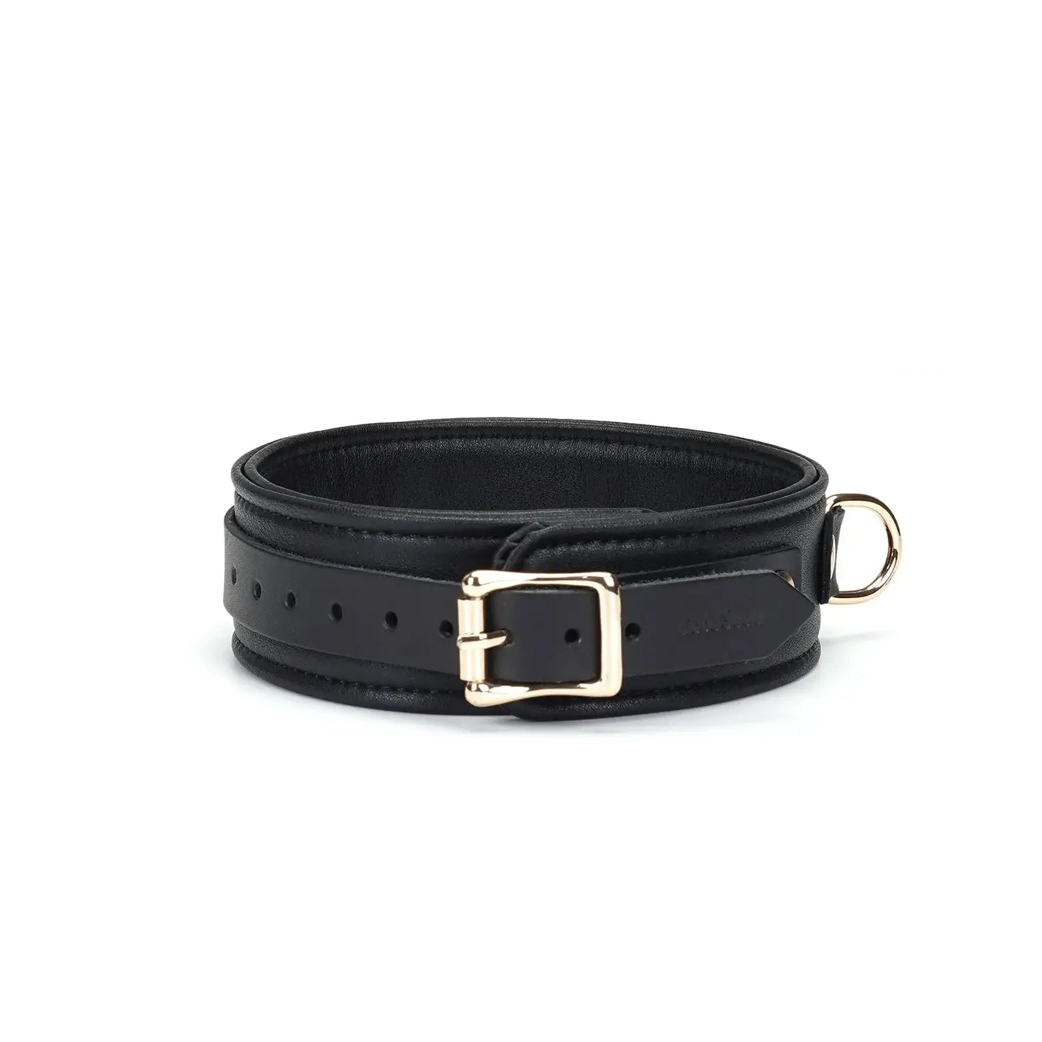 Dark Secret Collection Leather Collar and Leash - Black - Restraints