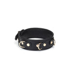 Dark Secret Collection Leather Collar and Leash - Black - Restraints