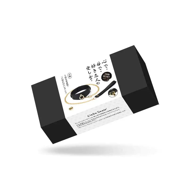 Dark Secret Collection Leather Deluxe Curved Collar with Leash & Lock - Black - Restraints