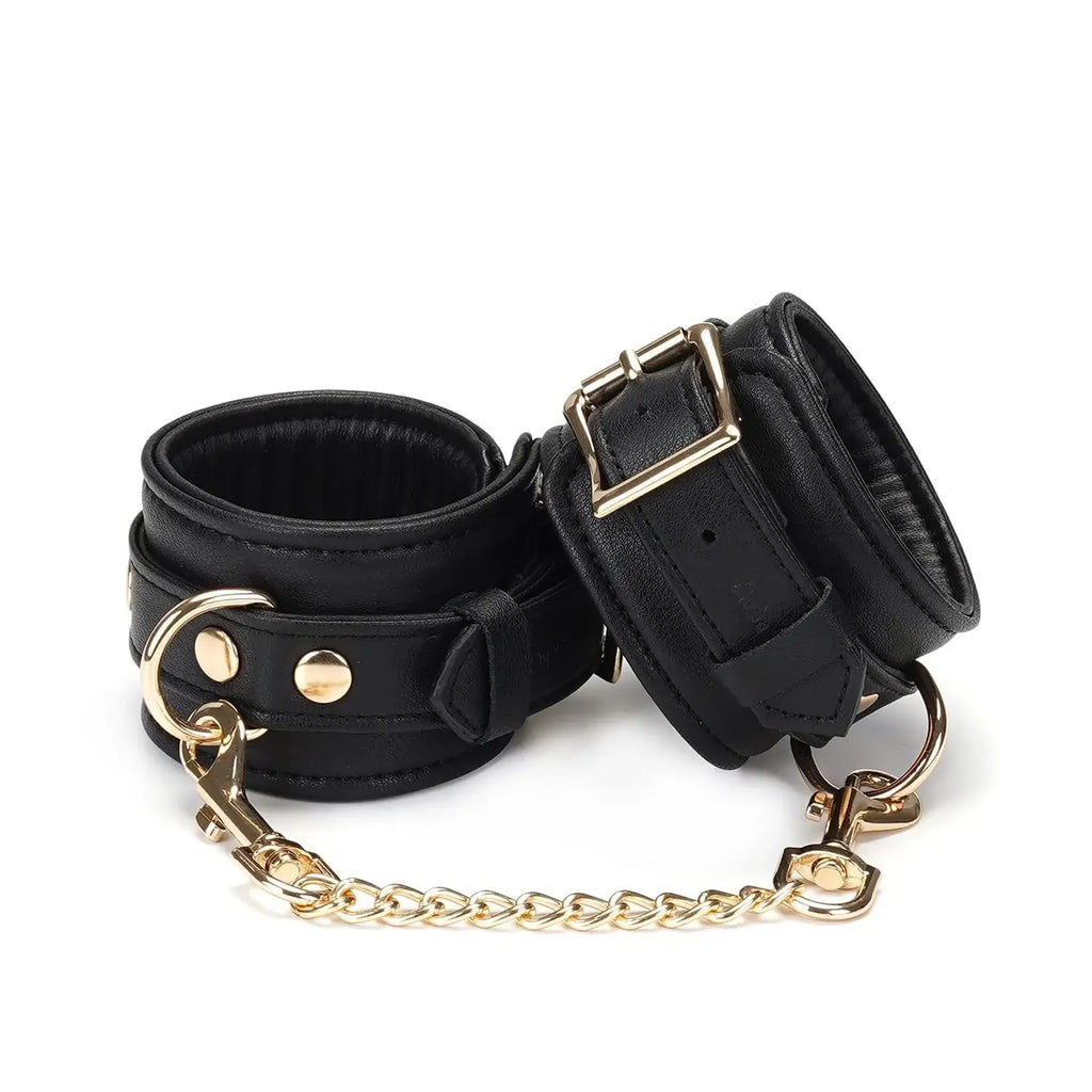 Dark Secret Collection Leather Handcuffs - Black - Restraints