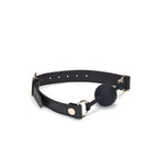 Dark Secret Collection Leather and Silicone Ball Gag - Black - Gags