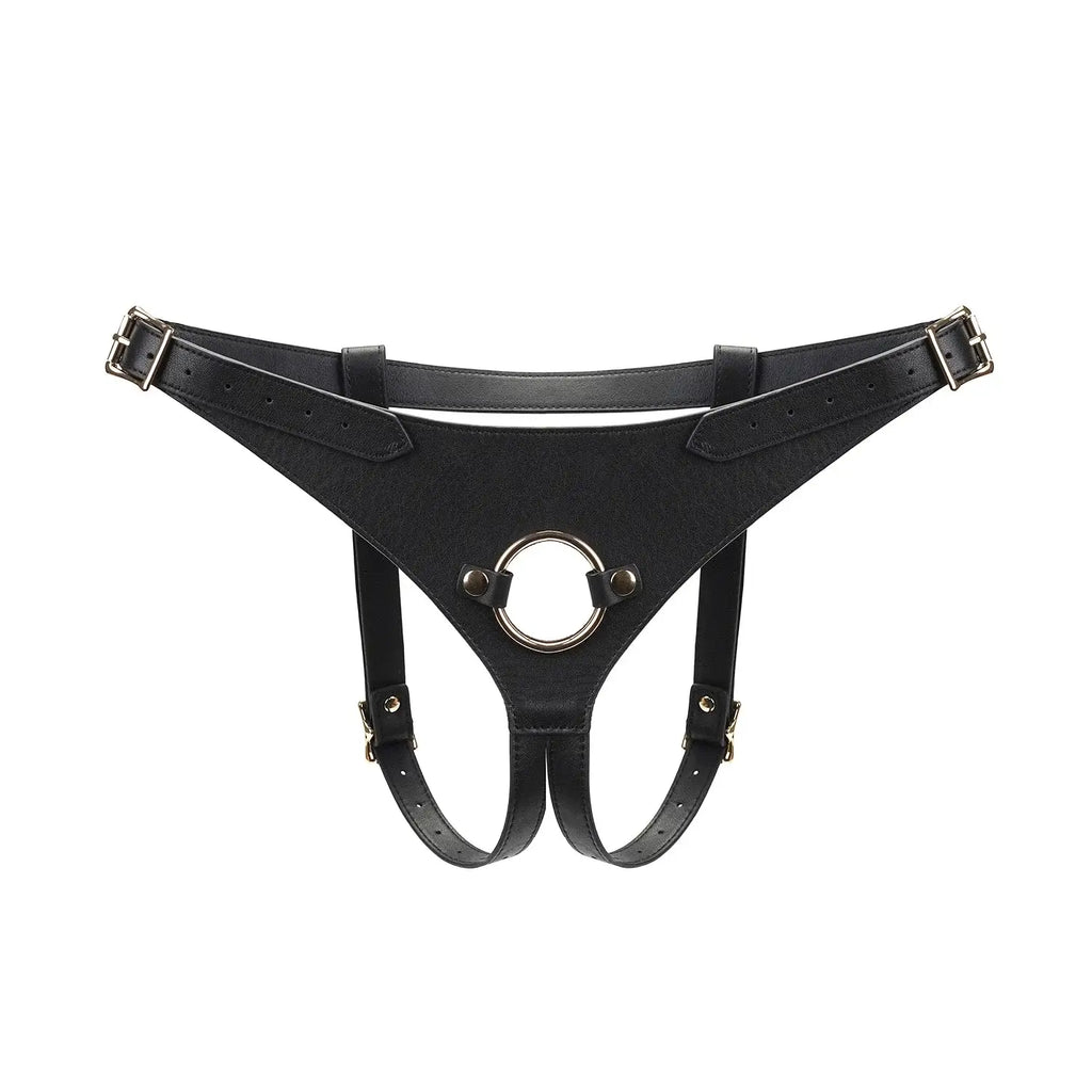 Black Dark Secret Collection Leather Strap-on Harness