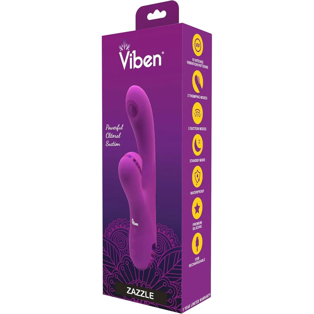 Dazzle Thumping and Suction Rabbit Vibrator - Purple