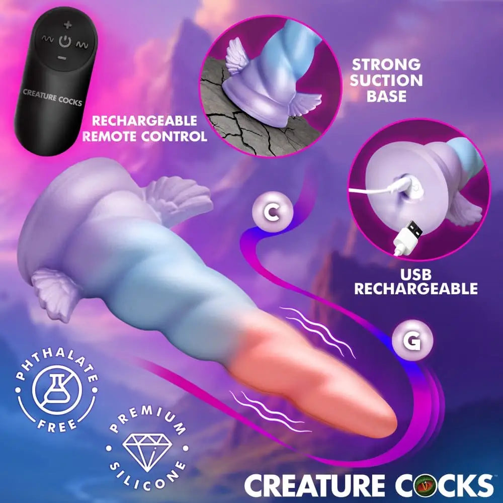 XR Brands® Deluxe Dream Rider Vibrating Unicorn Silicone Dildo - Rolik®