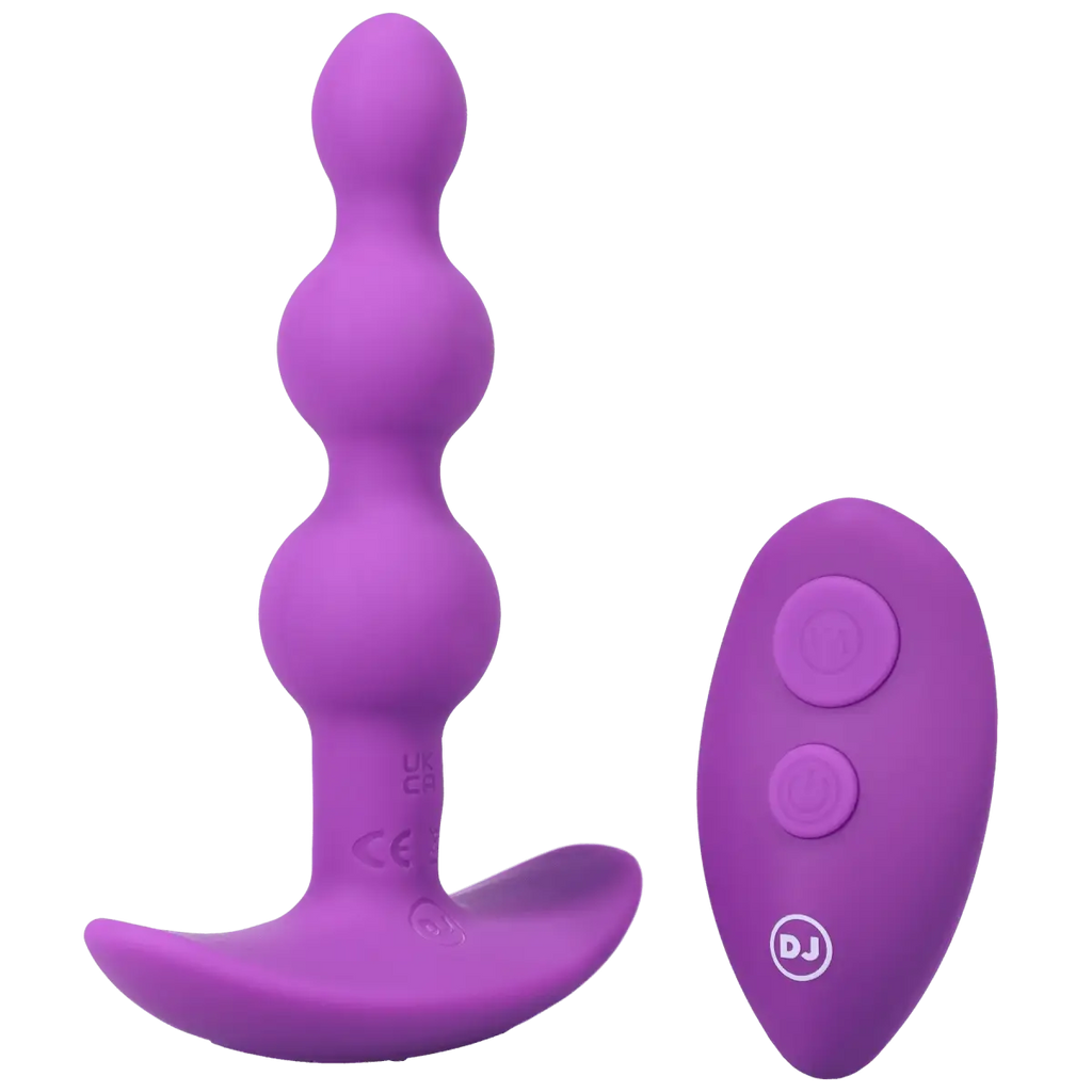 Doc Johnson® A - Play Beaded Rechargeable Vibrating Silicone Anal Plug with Remote - Rolik®
