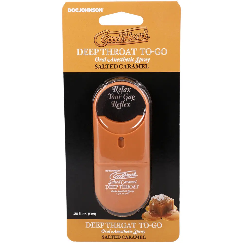 Doc Johnson® Johnson GoodHead Deep Throat Spray - Numbing Oral Comfort Salted Caramel
