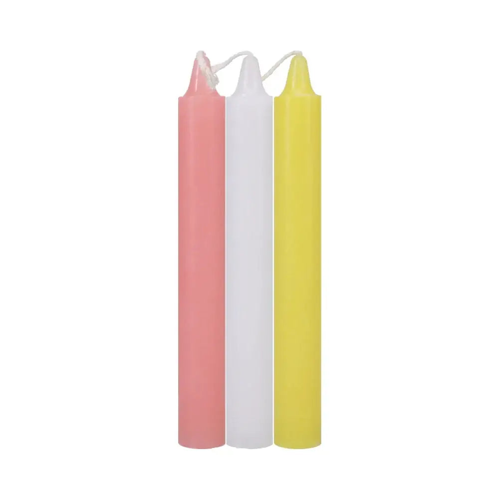 Doc Johnson® Johnson Japanese Drip Candles 3-Pack - Temperature Play Massage Pastel Rainbow
