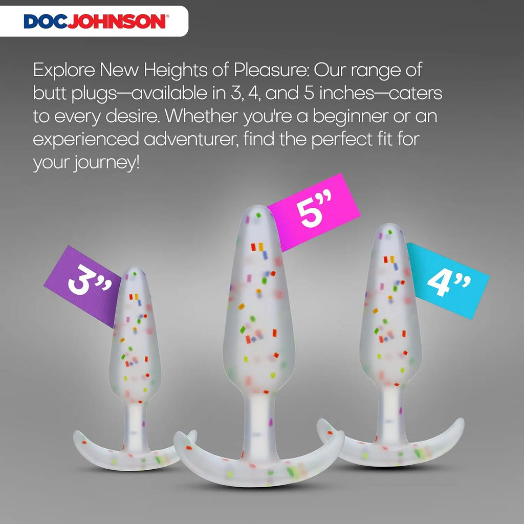 Doc Johnson® Johnson Mood Pride Rainbow Confetti Anal Trainer Set - 3-Piece Silicone Butt Plug Kit Multicolor