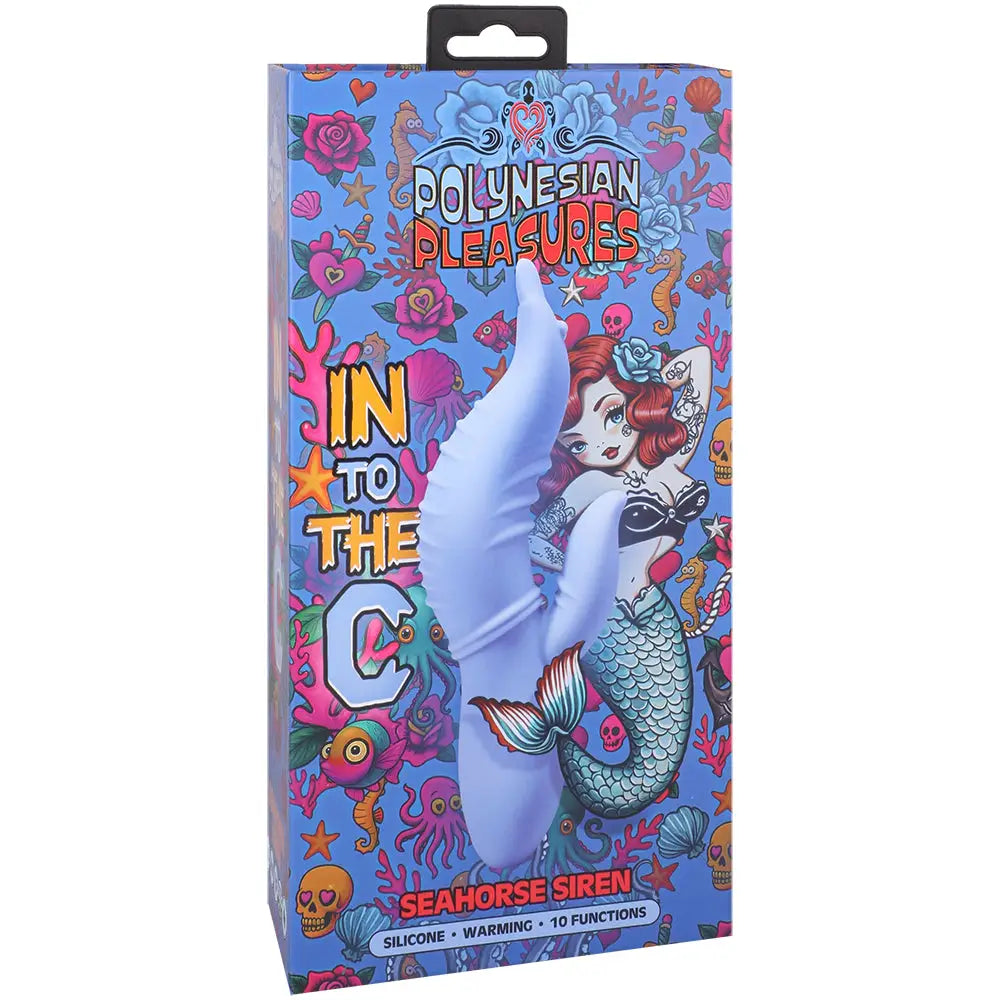 Doc Johnson® Polynesian Pleasures Into The C Seahorse Siren Warming Vibrator Light Blue