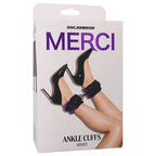 Doc Johnson® Merci Velvet Ankle Cuffs | Adjustable Restraints with Attachment Rings Purple