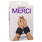Doc Johnson® Merci Velvet Wrist Cuffs | Adjustable Restraints with Attachment Rings Purple