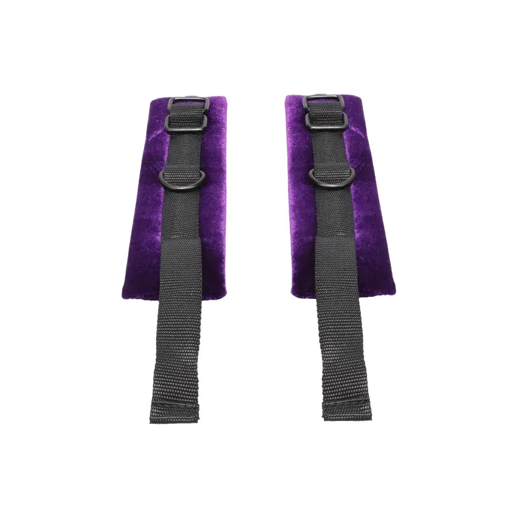 Doc Johnson® Merci Velvet Wrist Cuffs | Adjustable Restraints with Attachment Rings Purple