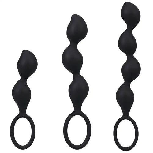 Doc Johnson® Mood Naughty Contour Anal Trainer Set – 3-Piece Silicone Plug Kit in Black