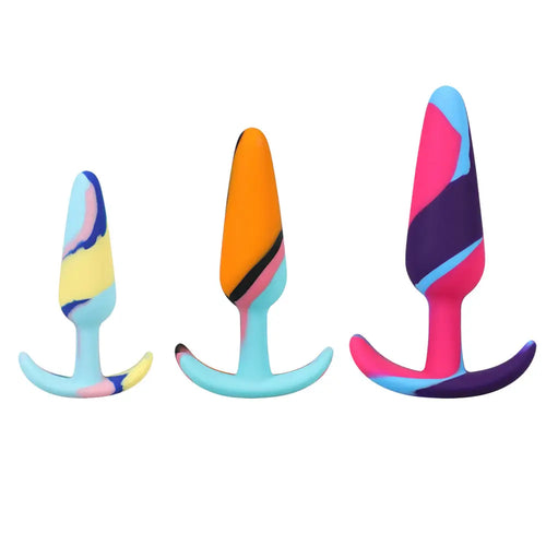 Doc Johnson® Mood Naughty Kaleidoscope Anal Trainer Set – 3-Piece Silicone Plug Kit