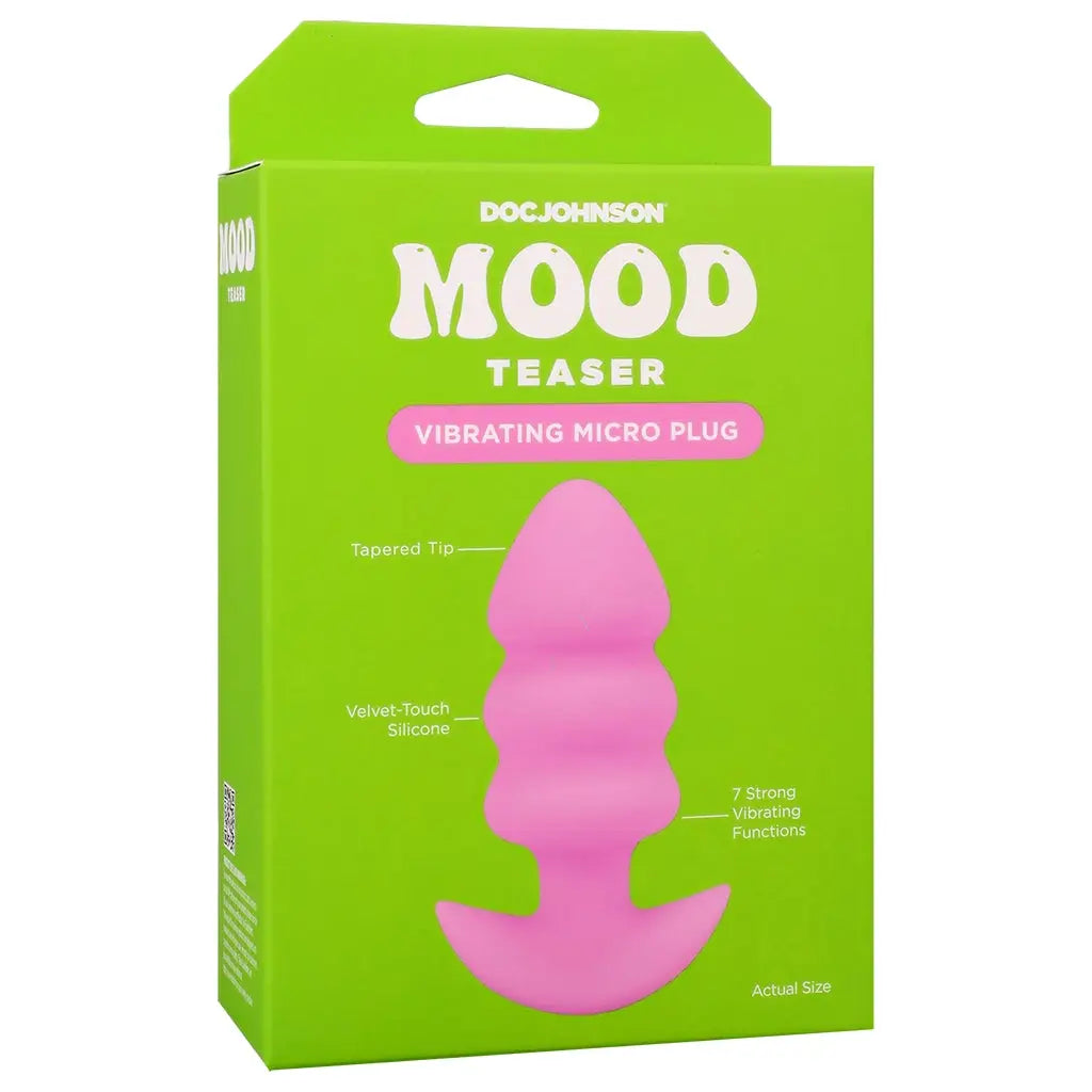 Doc Johnson® Mood Teaser Vibrating Micro Plug | 7-Function Rechargeable Butt Pink