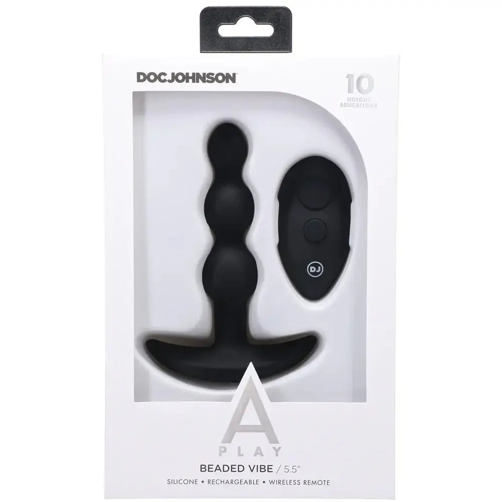 Doc Johnson® A - Play Beaded Rechargeable Vibrating Silicone Anal Plug with Remote - Rolik®