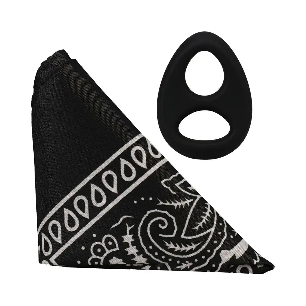 Doc Johnson® Rock Solid The Code Silicone C-Ring with Bandana Black