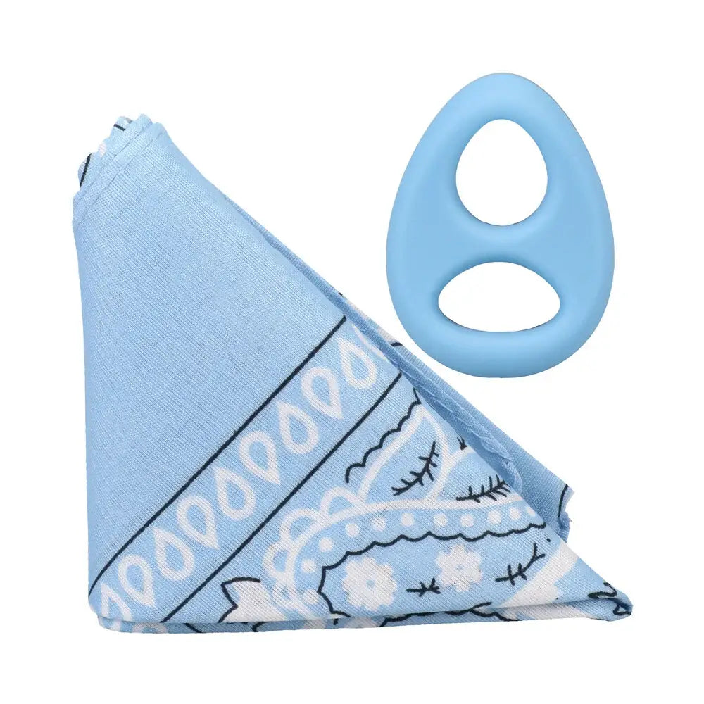 Doc Johnson® Rock Solid The Code Silicone C-Ring with Bandana Light Blue