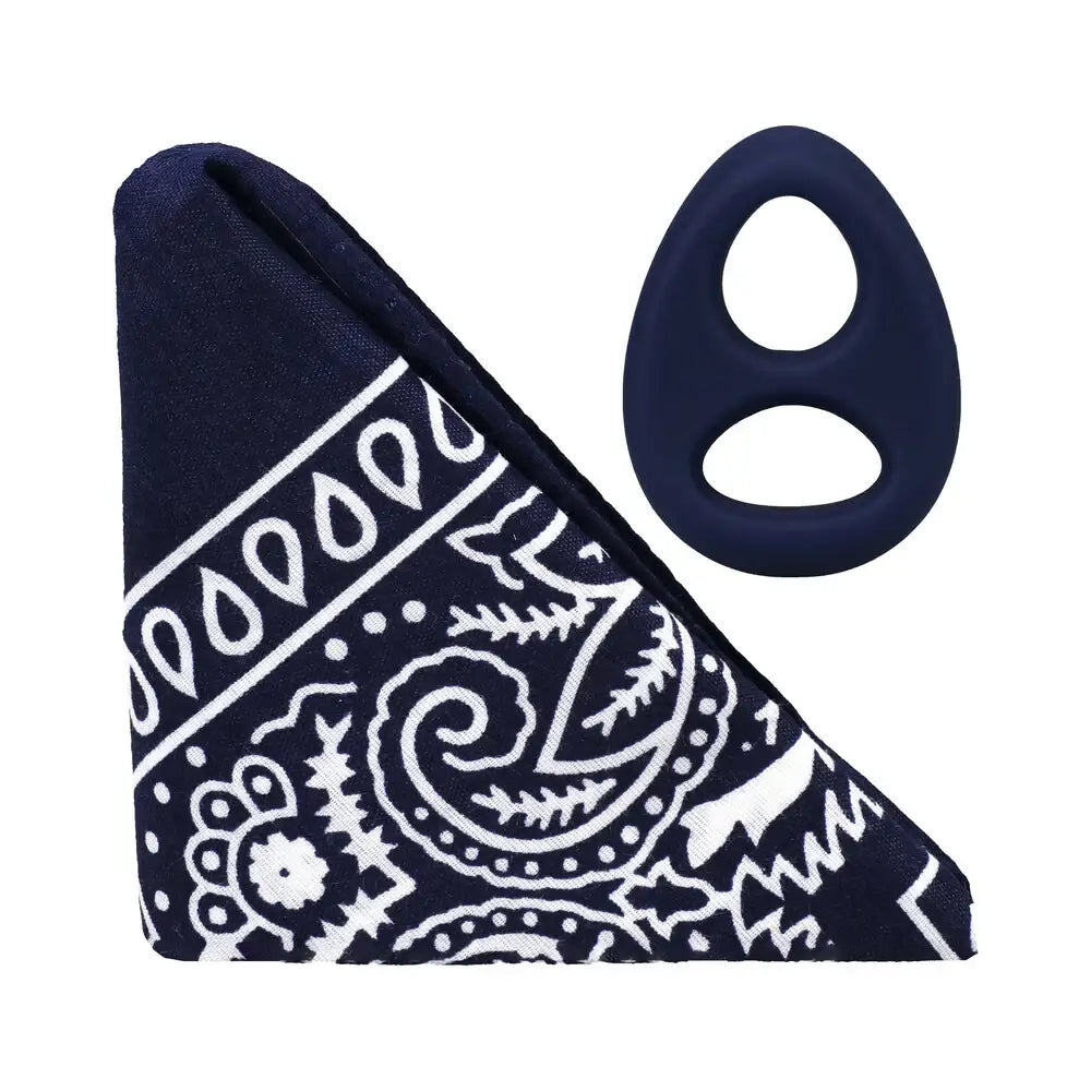 Doc Johnson® Rock Solid The Code Silicone C-Ring with Bandana Navy
