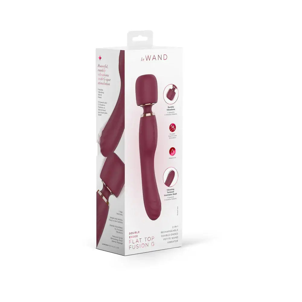 Burgundy Double-Ended Flat Top Fusion G Petite Wand Vibrator