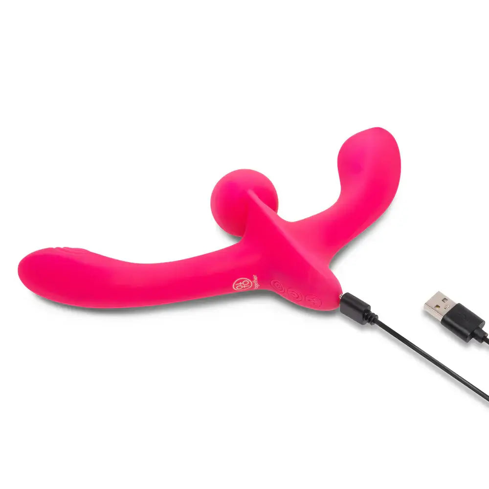 Cerise Double Tap Dual-Ended Vibrating Strapless Strap-on