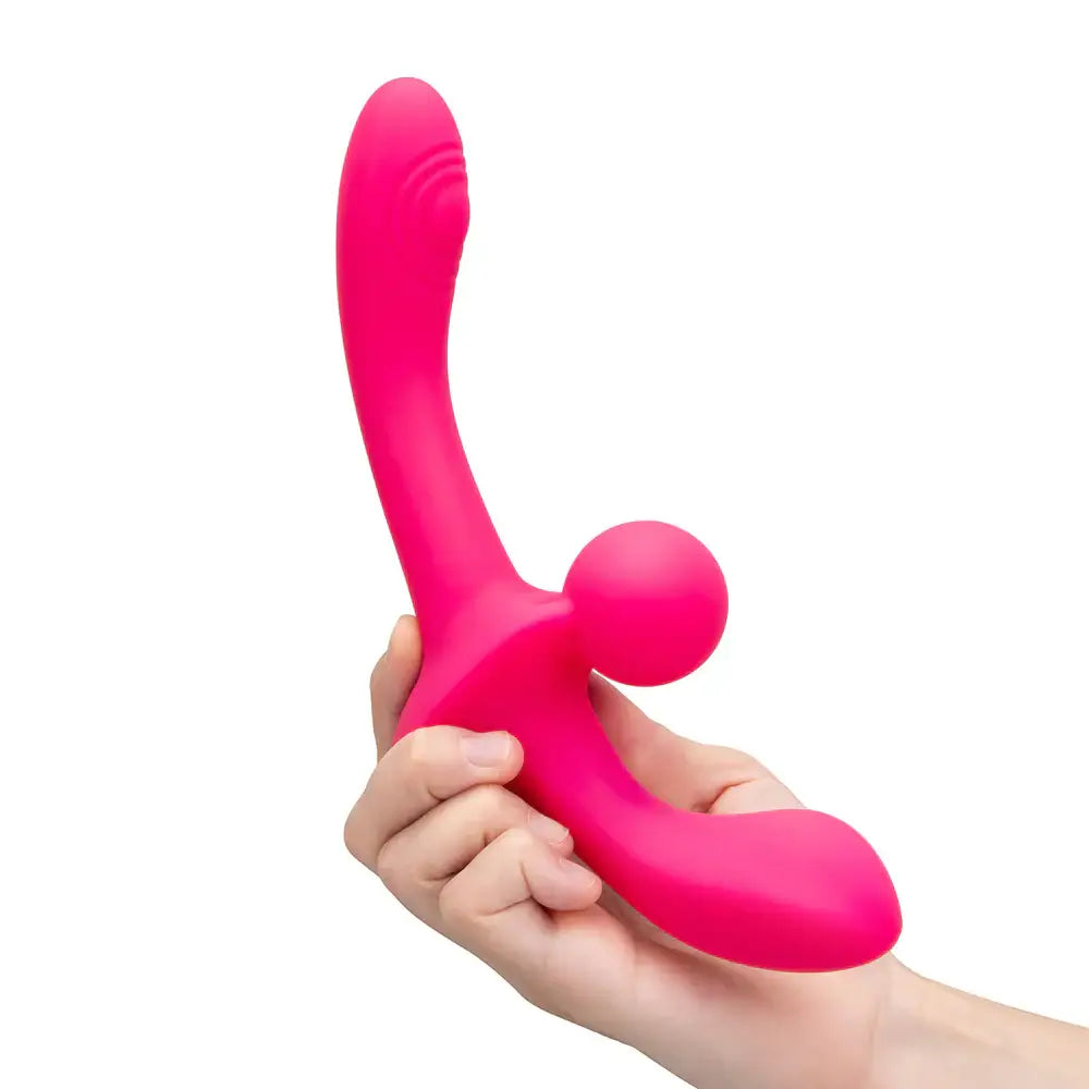 Cerise Double Tap Dual-Ended Vibrating Strapless Strap-on