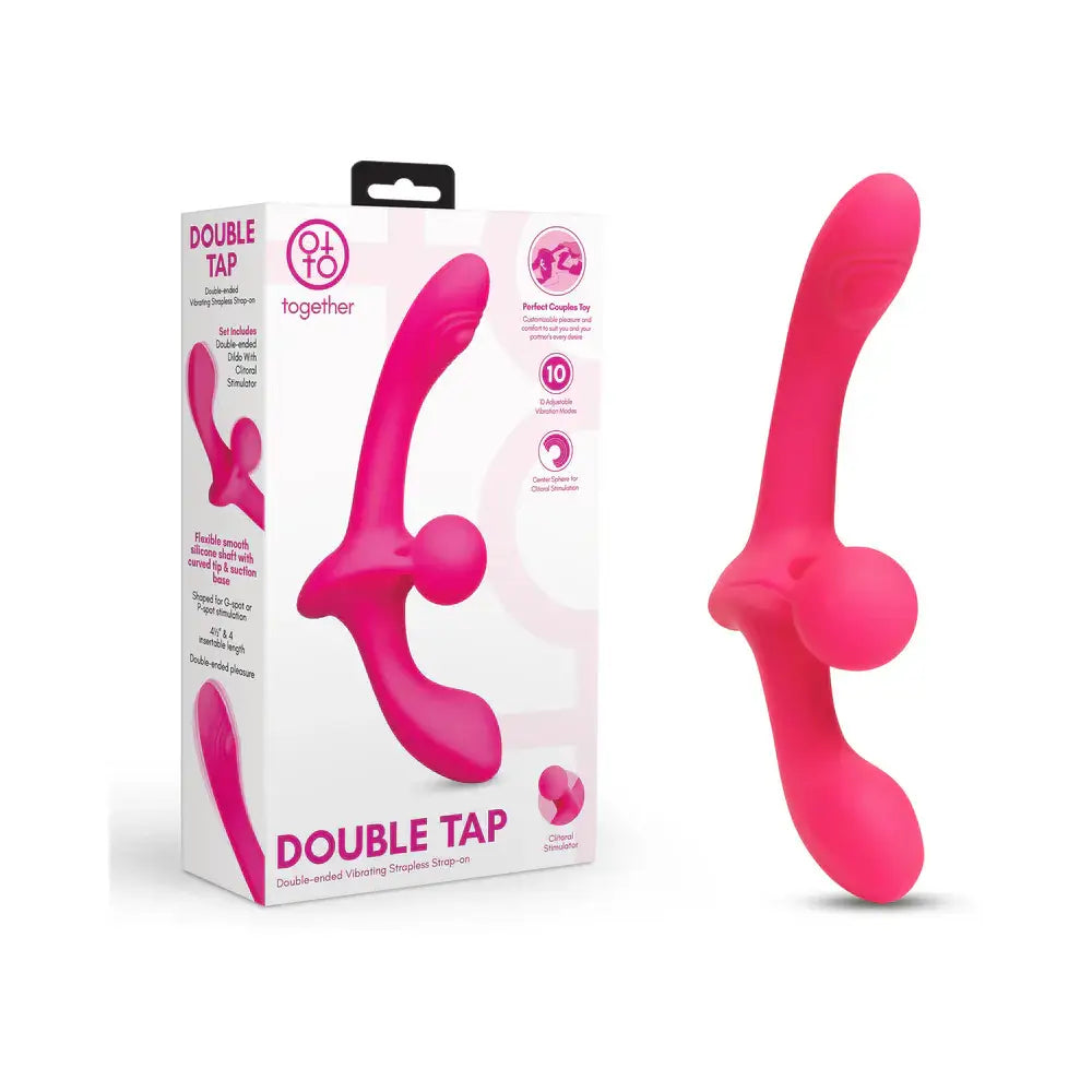 Cerise Double Tap Dual-Ended Vibrating Strapless Strap-on