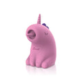 Pink unicorn-shaped product with a white background