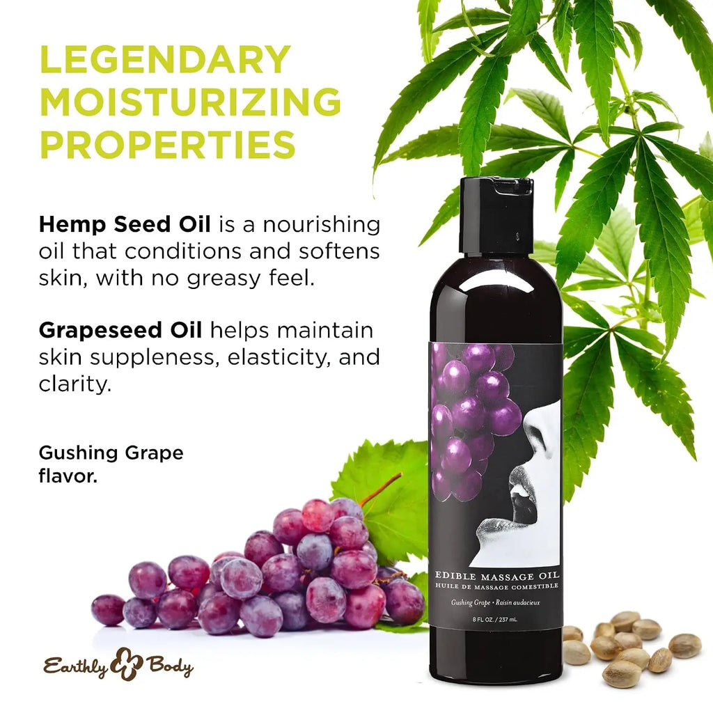 Earthly Body Hemp Seed Edible Massage Oil – Flavored & Moisturizing