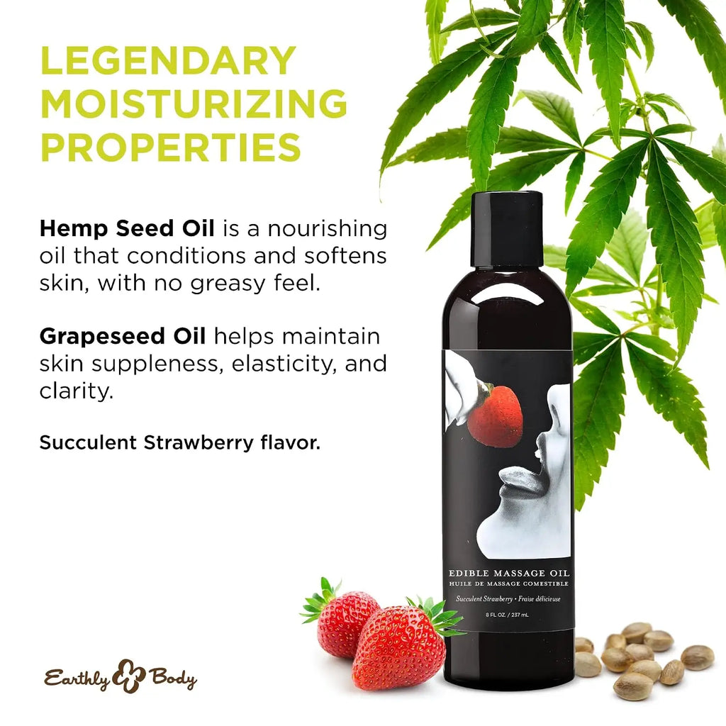 Earthly Body Hemp Seed Edible Massage Oil – Flavored & Moisturizing