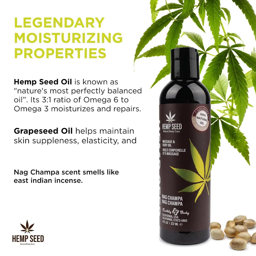 Earthly Body Hemp Seed Massage Oil - Natural Hydrating