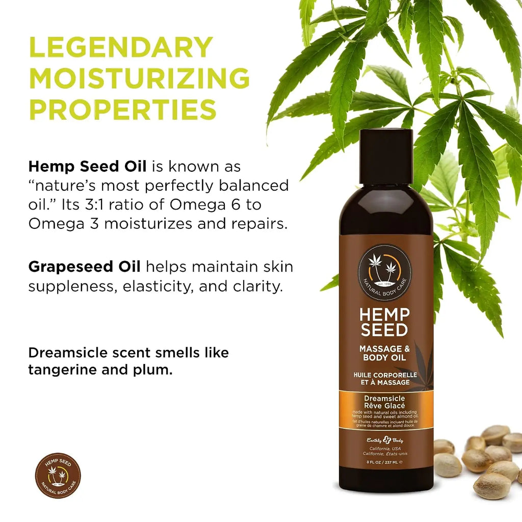 Earthly Body Hemp Seed Massage Oil - Natural Hydrating