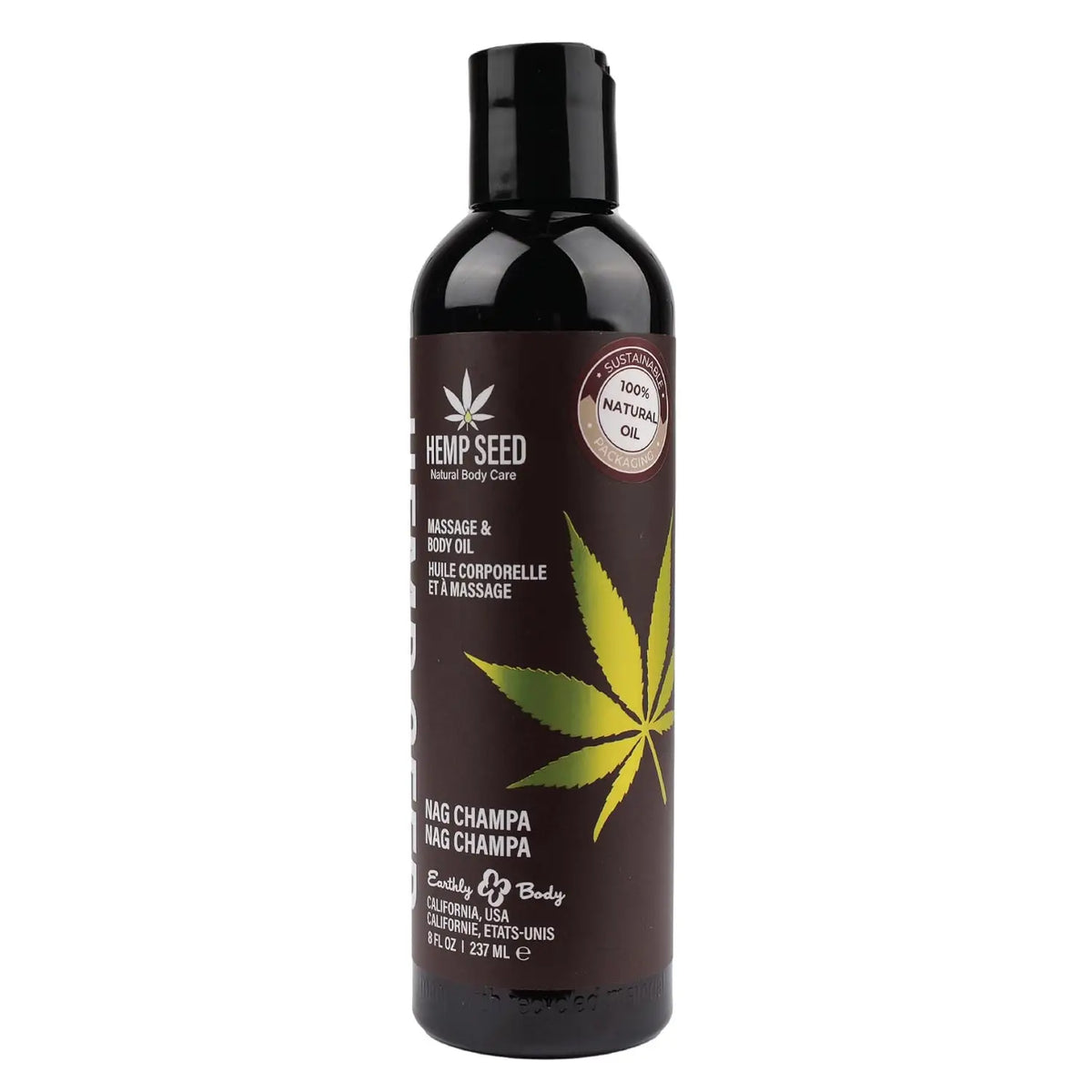 Earthly Body Hemp Seed Massage Oil - Natural Hydrating Nag Champa