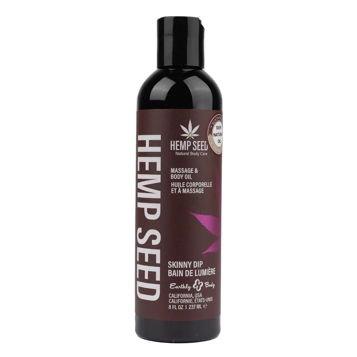 Earthly Body Hemp Seed Massage Oil - Natural Hydrating Skinny Dip