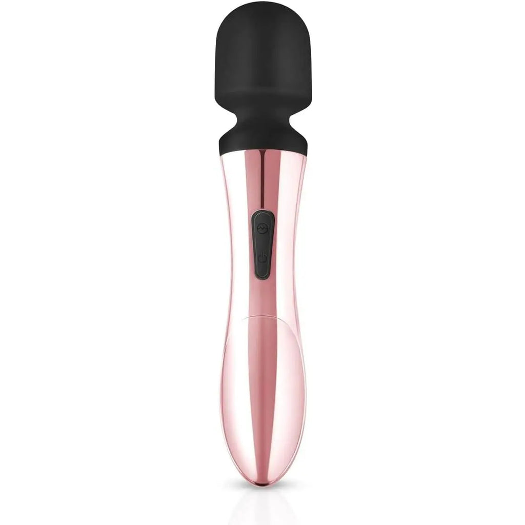 EDC Wholesale Rosy Gold Nouveau Curve Wand Vibrator – 10-Speed Rechargeable Massager Rose