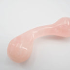 Elegance Knotted Rose Quartz Dildo / 10’’ Curved Bulbous,Ribbed Double End